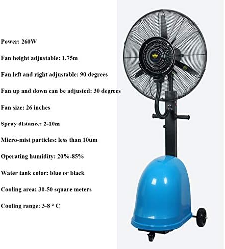 Вентилатор за замъгляване, Вибриращо Външен вентилатор с 3 скорости, Промишлен Мощен Осцилиращ Външен вентилатор, Функция охлаждане Misters, идеален за вътрешни дворо