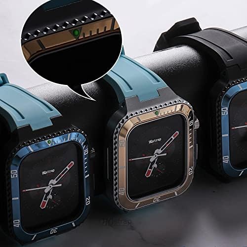 Комплект модове БИК Luxury Modification за Apple Watch Band Case 45 мм 44 мм Силиконов Каучук + Метална Броня за iWatch