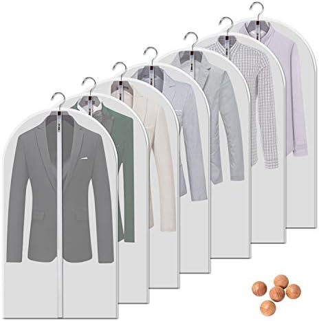 VOSIGREEN прахозащитен прозрачни чанти за дрехи, комплект от 7 позиции - с 40-инчови прозрачни чанти за костюми с цип по