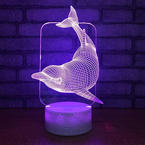 Jinnwell 3D Риба Делфин лека нощ Лампа Илюзия 7 Цвята Смяна на Сензорен Прекъсвач Настолни Лампи За Маса Украса