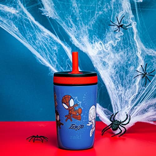 Zak Designs Детски чаши Marvel Spider-Man Kelso за пътуване или у дома, запечатани чаша от неръждаема стомана с вакуумна