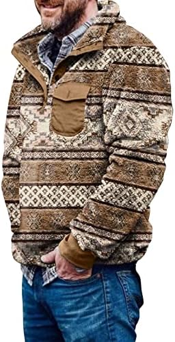 WENKOMG1 Мъжки Пуловер С ацтекскими Модели Пухкави Етнически Пуловер с Дълъг Ръкав, Удобна Горна дреха с яка-часова,