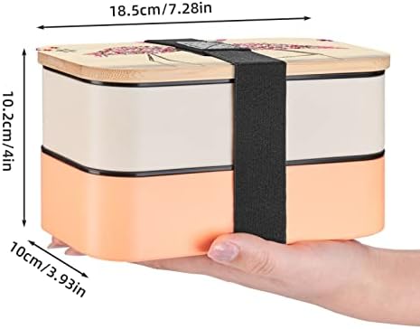 Кутия за bento с фламинго и цветя за обяд с подобрени регулируема каишка, штабелируемый за многократна употреба запечатан контейнер за храна, не съдържа Bpa, модерен 2-т