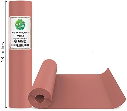 Розова Мясницкая хартия за пушено месо - 18 см х 100 метра – Храни - Без восък и покритие – Произведено в САЩ