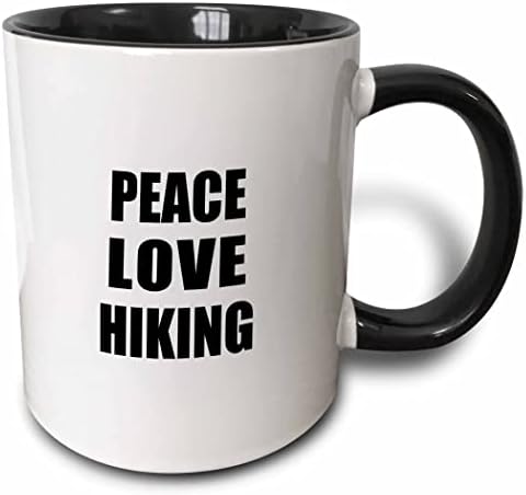 3dRose mug_184885_1 Мир, Любов и Туризъм, Неща, които ме правят щастлив, Подарък Керамична чаша за туристи, 11 Грама
