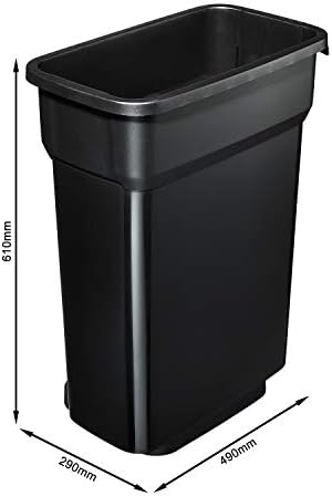 Кофа за боклук Rotho Selecto Premium Без капак, Пластмаса (PP), които Не съдържат BPA, Черен, 55 л (29,0 49,0 x