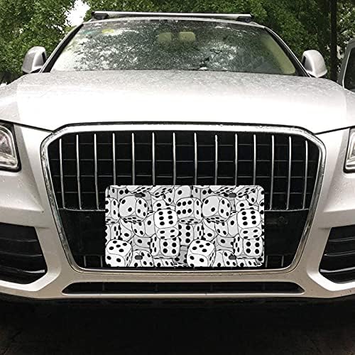 Черно-Бели Кубчета Предния Регистрационен номер на Автомобила Алуминиеви Нержавеющие Табелка виси Етикет Декоративна за Мъже Жени