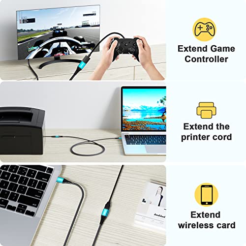 Удължител cvavot USB 3.0, 3,3 Фута USB-удължител 5 Gbit/s, удължителен кабел USB-кабел в найлонов оплетке USB мъж до жена, Съвместима с уеб-камера, Клавиатура, мишка, принтер, Xbox, Прин