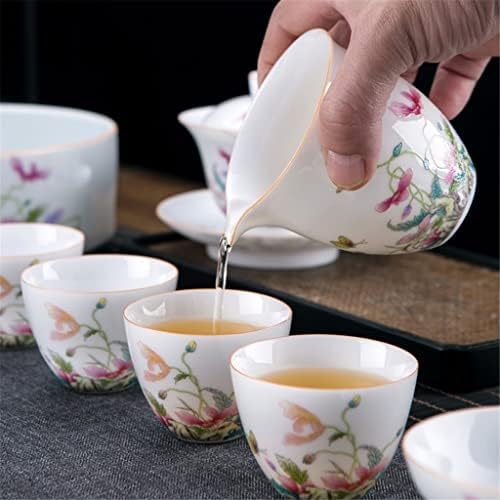 WIONC Бели Порцеланови Супени Комплекти Керамични Чай Кунг-фу Чаена Чаша Порцеланов Сервиз на Гайвань Чаени Чаши Чаша за Чайна