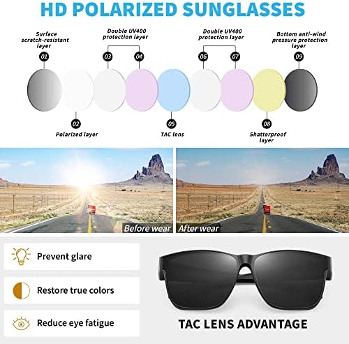 Поляризирани Слънчеви Очила URUMQI, Надеваемые Над Очилата за Мъже и Жени, Големи Квадратни Слънчеви Очила с UV400 Защитен Нюанси