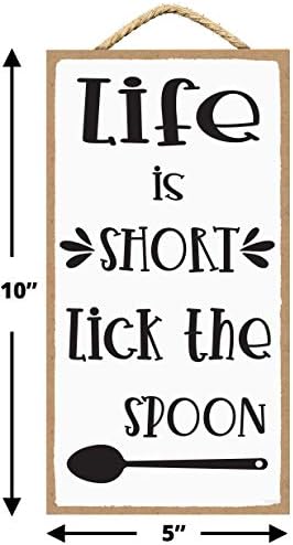 Животът е кратък, Оближи лъжица - Забавни кухненски надписи - Забавен интериор кухня - Начало декор Кухня - Начало
