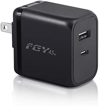 Стенно Зарядно устройство FGY USB C, Бързо Зарядно Устройство GaN II с мощност 45 W, Двоен кабел за зареждане Блок, Бързо Зареждане за iPhone14/13/12/11/ Pro Max /Pro, MacBook Pro /MacBook Air, iPad Pro / A