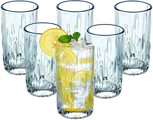 Набор от прозрачни чаши за пиене От 6 стъклени чаши със силно изпъкнала основа, идеално подходящи за вода, сок, вино и коктейли