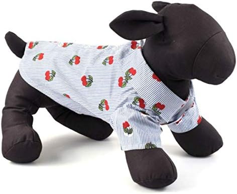 Риза за домашни любимци с принтом Достойна куче на череша копчета, Мек памучен суитчър на бретелях за кучета, Дишаща Летни