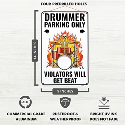Знак Барабанист Venicor - 9 x 14 инча - Алуминий - Подаръци Барабанщикам за мъже - Аксесоари за барабанни декор