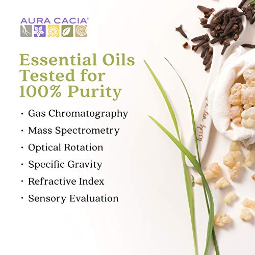 Aura Cacia Чисто Етерично масло от мента | Сертифицирано Органично, GC / MS Тестван за чистота | 7,4 ml (0,25 течни унции)