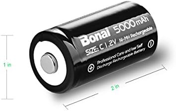 Акумулаторни батерии BONAI C, C Cells 5000mAh 1.2 V Ni-MH Батерия с Голям капацитет C-размер (4 опаковки)