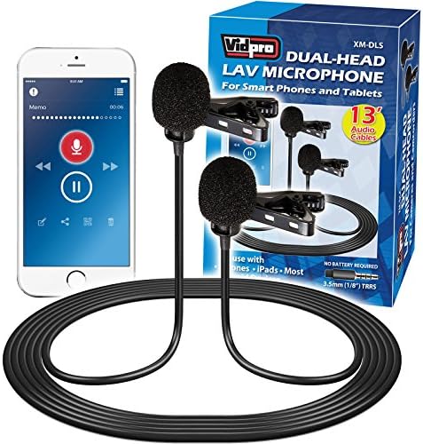 Петличный микрофон за интервю Vidpro XM-DLS с Две глави за смартфони и таблети