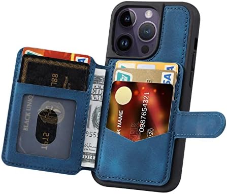 Защитно Кобур за iPhone 14 Pro, една Чанта-портфейл, Реколта Седалка от Изкуствена кожа с Магнитна закопчалка,
