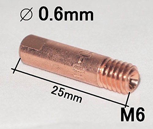 CHNsalescom 25 бр. Расходный материал за заваряване Mig Заваряване горелка Контактни накрайници MB15 15AK OD: 6 мм L: 25 мм Whread: M6 (0,023(0,6 мм))