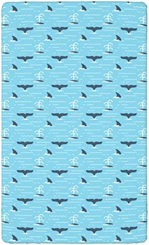 Мини-Чаршафи за легла с китова тема, Портативни мини-чаршафи за легла с Меки и дишащи Кърпи -Отлични за стая на момче или