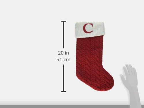 Коледни чорапи с монограм на площад Св. Николай с дължина 21 Инча, свързани Кабели (бродирана C)