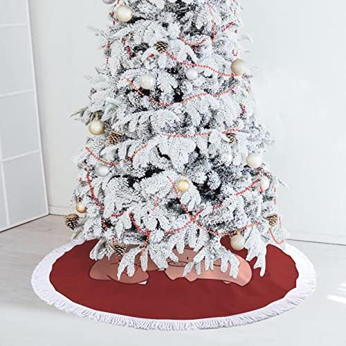 Ленивец Обича Прасе Коледно Дърво Мат Пола Дърво Базовата Кутията с Пискюли за Празнични Партита, Коледни Украси