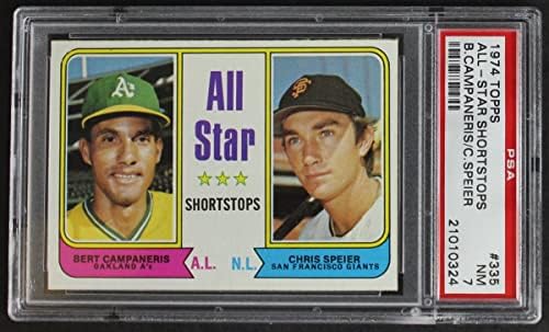1974 Topps 335 All-Star Shortstops Бърт Кампанерис /Крис Спейер Лека атлетика/ Джайентс (Бейзболна картичка) PSA PSA