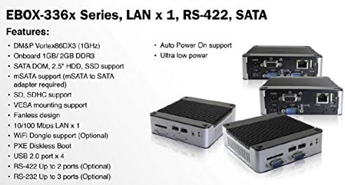 (DMC Тайван) Мини-КОМПЮТЪР EB-3360-L2B1C2 поддържа изход VGA, порт RS-232 х 2, CANbus x 1, порт SATA x 1 и автоматично включване