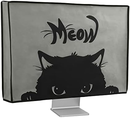 калъф за монитор на компютъра kwmobile, съвместим с монитор 20-22 - Meow Cat Сив /Черен
