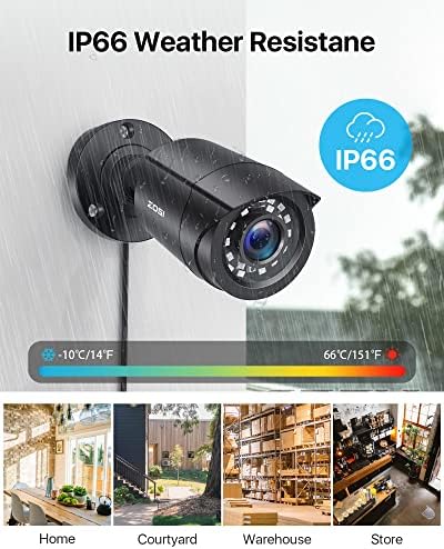 ZOSI H. 265 + 8-канална с 5-Мегапикселова Олекотена Домашна камера за сигурност за употреба на открито на закрито,