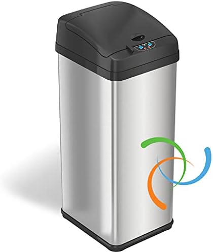 Кофа за боклук iTouchless капацитет 13 литра, защитено от домашни животни, с филтър за отстраняване на миризма AbsorbX,
