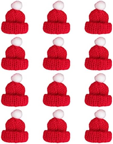 ABOOFAN 12 бр. Мини-тканая капачка, вязаная шапка на Дядо коледа, ръчно изработени аксесоари, декорация на дрехи за Коледа, домашен декор