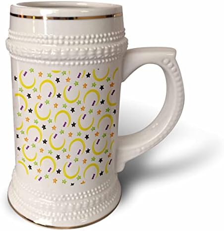 Триизмерна чаша с хубав дизайн като жълти полумесяцев, Звезди и прилеп за Хелоуин - 22 грама (stn-369547-1)