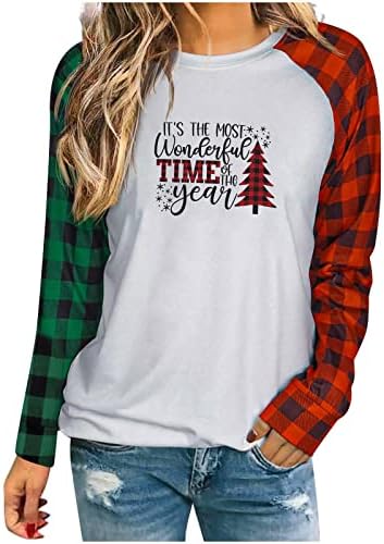 Весела Коледна Елха Hoody Дамска Блуза, Риза В Два Цвята Зелено И Червено С Дълъг Ръкав Забавна Тениска С Изображение