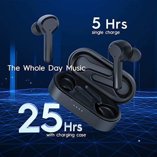 Безжични Bluetooth слушалки Tecno, 25-Часови Bluetooth-слушалки с микрофон, Водоустойчив Безжични слушалки IPX5 с 4 микрофони, Висококачествени стерео слушалки Bluetooth за спорт и ра