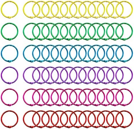 1 Инч 72 опаковки Пръстени за подвързване притурки, Метални Различни цветове (жълто, Зелено, синьо, лилаво и червено и розово)