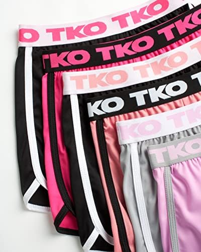 Спортни къси панталони за момичета TKO – 6 опаковки, шорти за бягане Performance Dry Fit за момичета - Детски