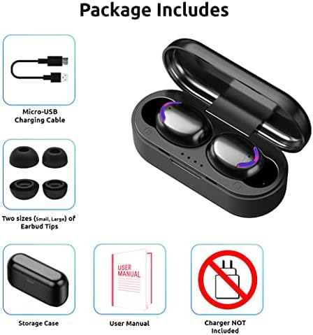 Безжични слушалки VOLT PLUS TECH Slim Travel Wireless V5.1, съвместими с вашия Aukey DR02, Актуализиран Микротонкий калъф с четырехъядерным микрофон 8D Bass IPX7 водоустойчив /защитен от пот (
