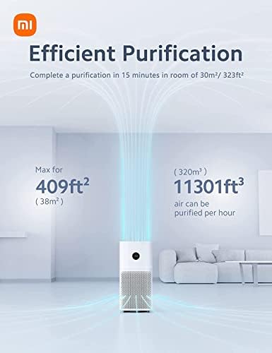 Mi Air Purifier 3C, 3-слойный вграден цилиндричен HEPA-филтър 360 °, отстранява 99,97% от замърсителите на вещества,
