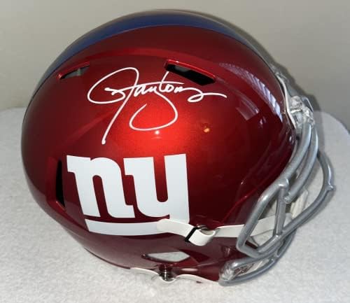 Пълен размер на Флаш футболен каска New York Giants с автограф Лорънс Тейлър и автограф на Бекет