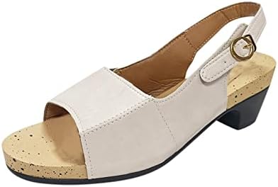 Aayomet Клин сандали за жени, елегантни сандали на жените отворени пръсти каишка на глезена блок ток реколта обувки комфорт