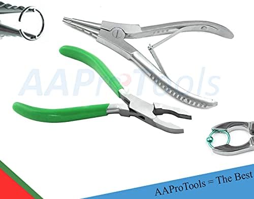 AAProTools Комплект за отваряне и със халки за захващане мъниста със Зелена топка, Инструмент за Пиърсинг,