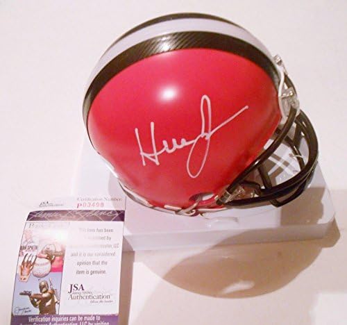 Мини-Футболен каска с автограф на Хю Джексън Cleveland Browns с / JSA COA P03498 - Мини-Каски NFL с автограф