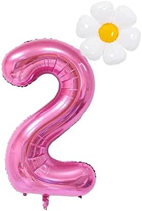 40-инчови Розови балони с номер 5, Гигантски Голям Балон с Лайка от Алуминиево Фолио с номер 5, Аксесоари За Украса на Детския 5-ти Рожден ден балони (5)