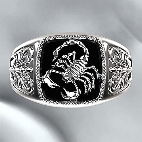 ФЗО мъжка мода 925 чисто сребро пръстен Скорпион Реколта 18K злато насекоми хип-хоп мъжки квадратни пръстени вечността,