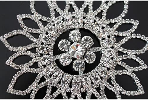 N/A Апликация от Кристал и планински кристал, в основата във формата на цвете, Апликация на сватбена колана, Пришитая за декорация на сватбена рокля (Цвят: сребърен р?