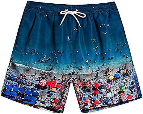Плажни къси Панталони за Мъже, Разтеглив Летни Шорти За Плуване на съвсем малък със Забавна Принтом, Ежедневни Бански