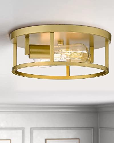 Лампа HANASS Злато за скрит монтаж, Модерен тавана лампа 12 с метална златна тапицерия, Тавана лампа с 2 Светлини за скрит