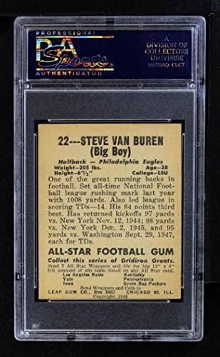 1948 Лист № 22 GJYS Стив Ван Бурен Филаделфия Игълс (Футболна карта) (Зелена риза и жълт чорап) PSA PSA 5.00 Игълс